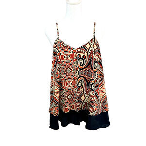 Collective Concepts Women Top Blue Orange Spaghetti Straps Blouse